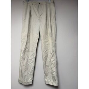 Duxbak Vintage Khaki Pleated Chino Pants Mens 33x32 Tan Cotton Twill Cuffed pant